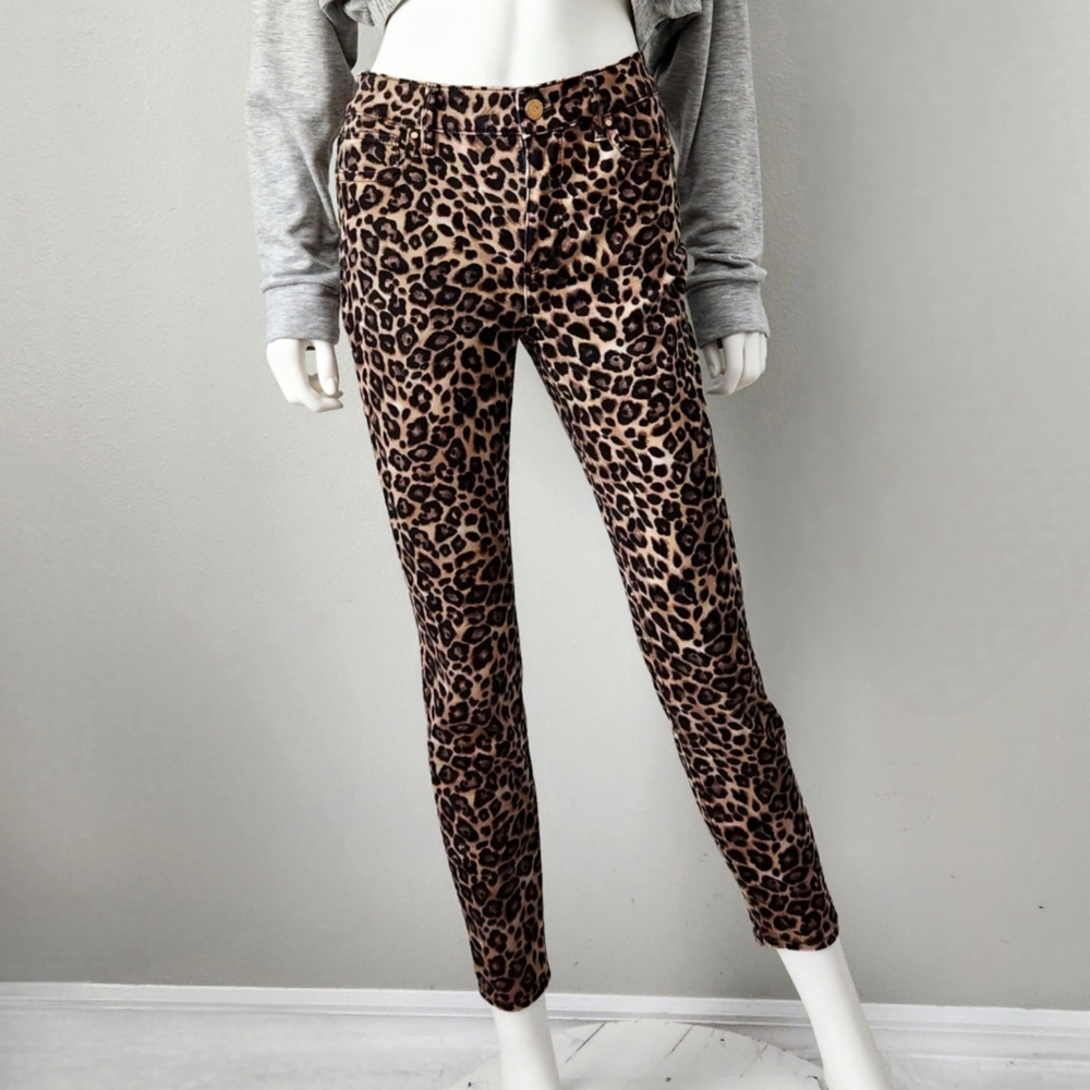 WHBM Sculpting High Waist Ankle Pants With Stretch, Brown & Black Leopard Size 0 - Picture 8 of 15